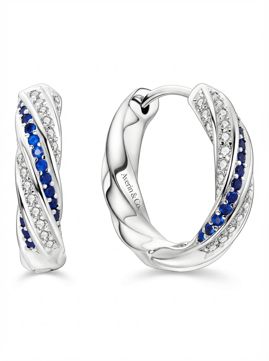Sapphire Swirl Hoops - Averin & Co. -