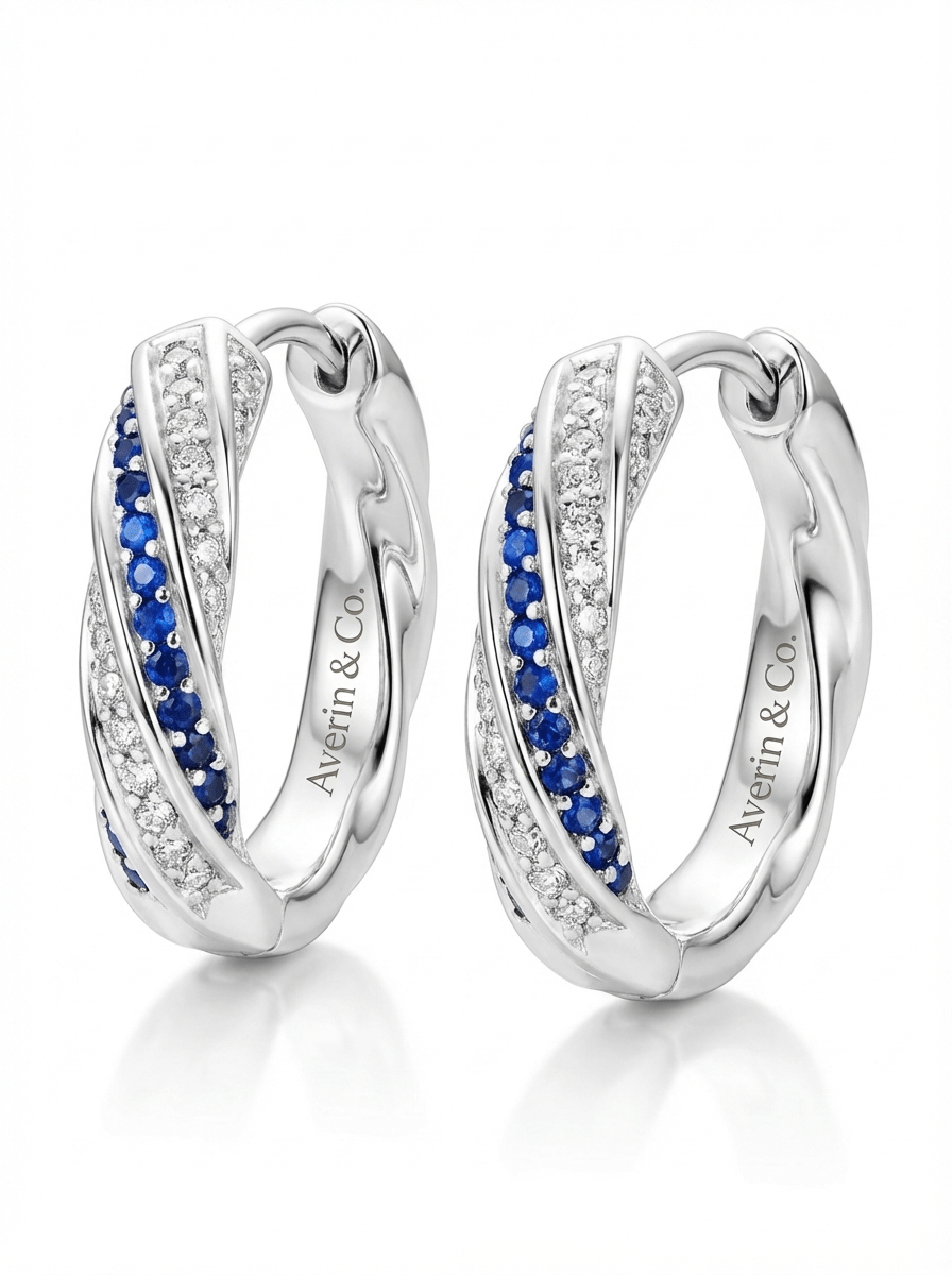 Sapphire Swirl Hoops - Averin & Co. -
